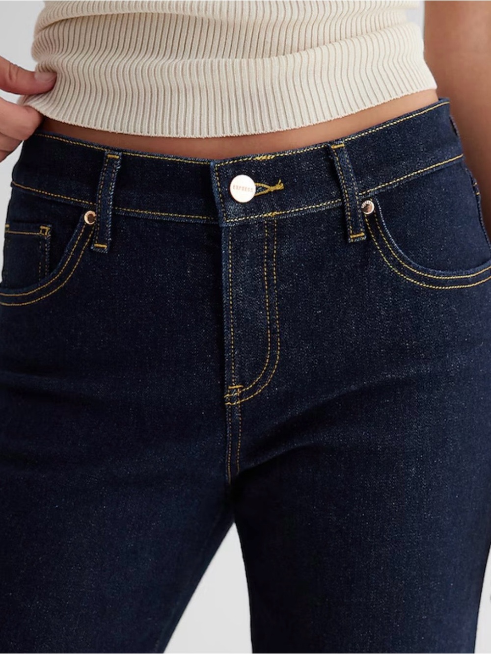 Express Mid Rise Rinse Bootcut Jeans - Picture 1 of 5